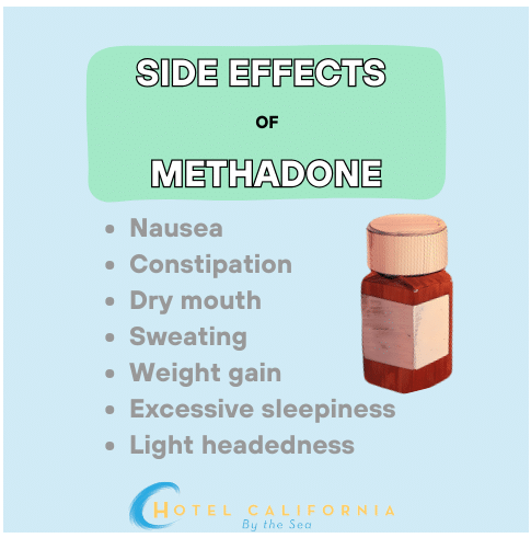 Infograph showing the side effects of methadone use.