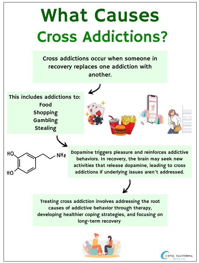 Infograph showing what causes cross addictions.