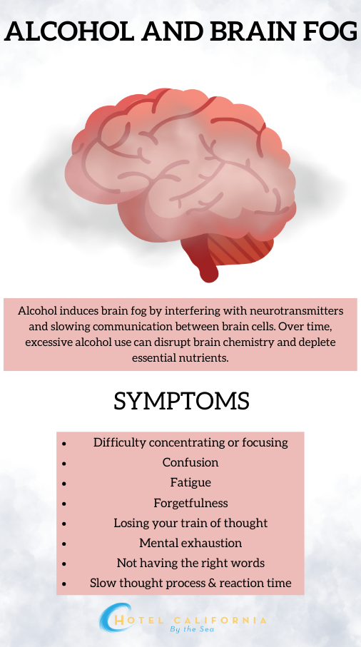 Infograph showing the relationship between alcohol and brain fog.