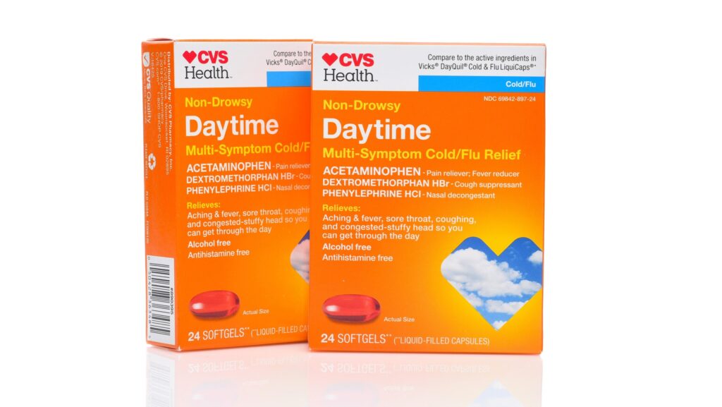 Daytime cold and flu medications from CVS contain DXM and is used for robotripping.